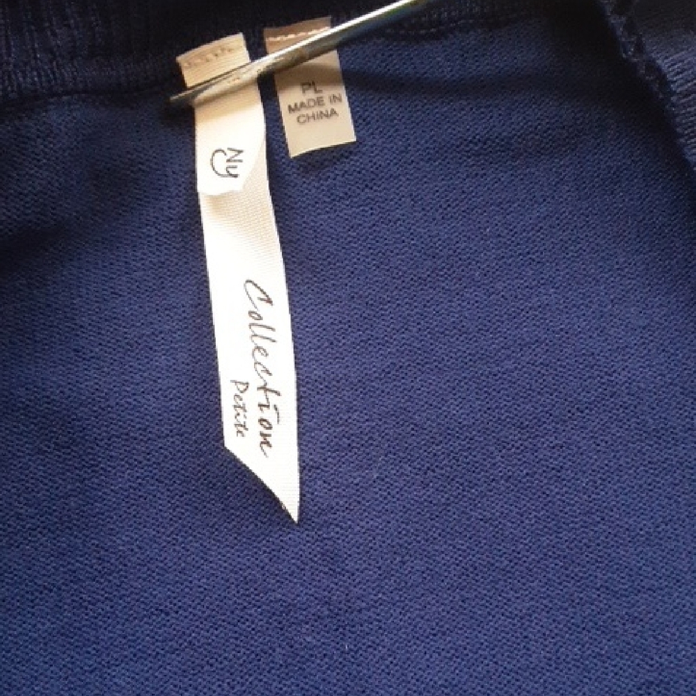 NY Collection Navy Ruffle Cardigan - Picture 5 of 7